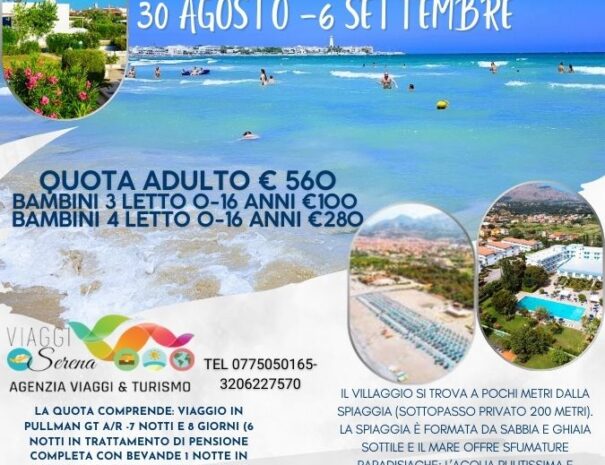 VILLAGGIO FORTE CLUB SCALEA 30 AGOSTO 6 SETTEMBRE 2026