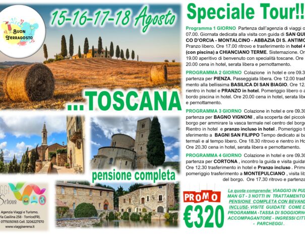 TOSCANA FERRAGOSTO 15-18 AGOSTO 2026