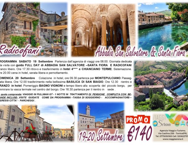 toscana montepulciano radicofani santa fiora bagno vignoni 19-20 SETTEMBRE 2026