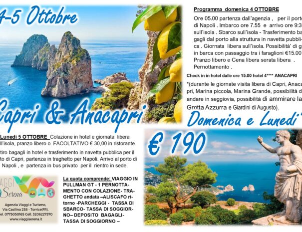 CAPRI E ANACAPRI 2 GIORNI 4-5 OTTOBRE 2026