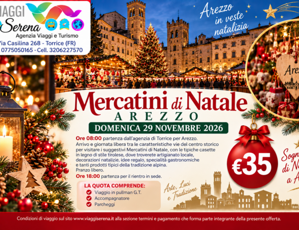 MERCATINI AREZZO 29 NOVEMBRE 2026