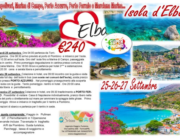 isola d'elba 25-26-27 settembre 2026