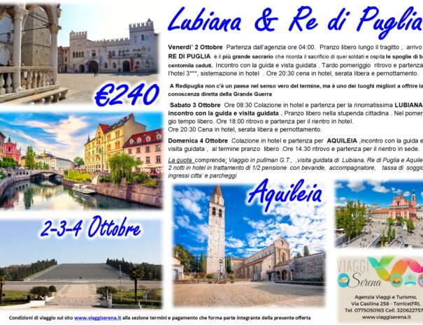 lubiana trieste e aquileia ottobre 2026