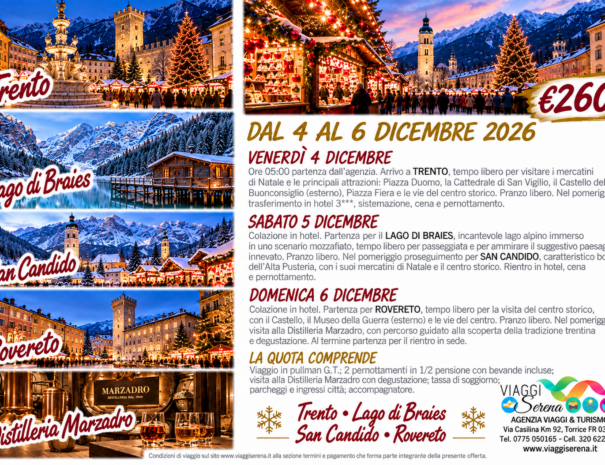 mercatini trodena trento braies rovereto 4-6-dicembre 2026