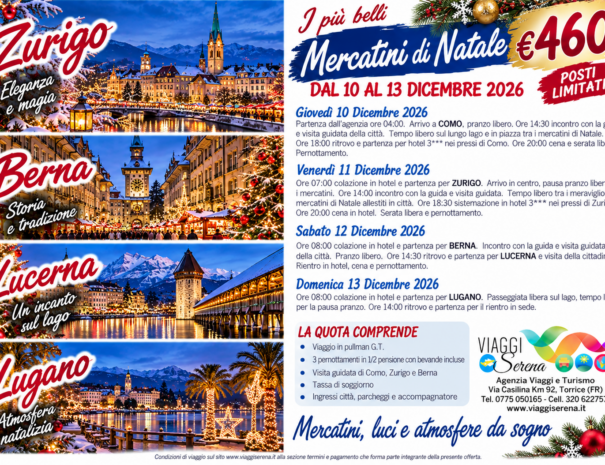 mercatini zurigo berna lucerna 10-13 dicembre 2026