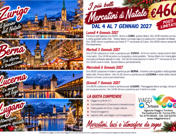 mercatini zurigo berna lucerna 4-5-6-7- gennaio 2027