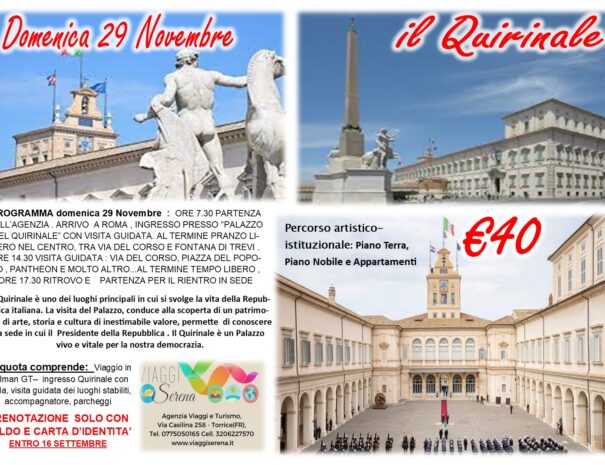 palazzo del quirinale 29 NOVEMBRE 2026