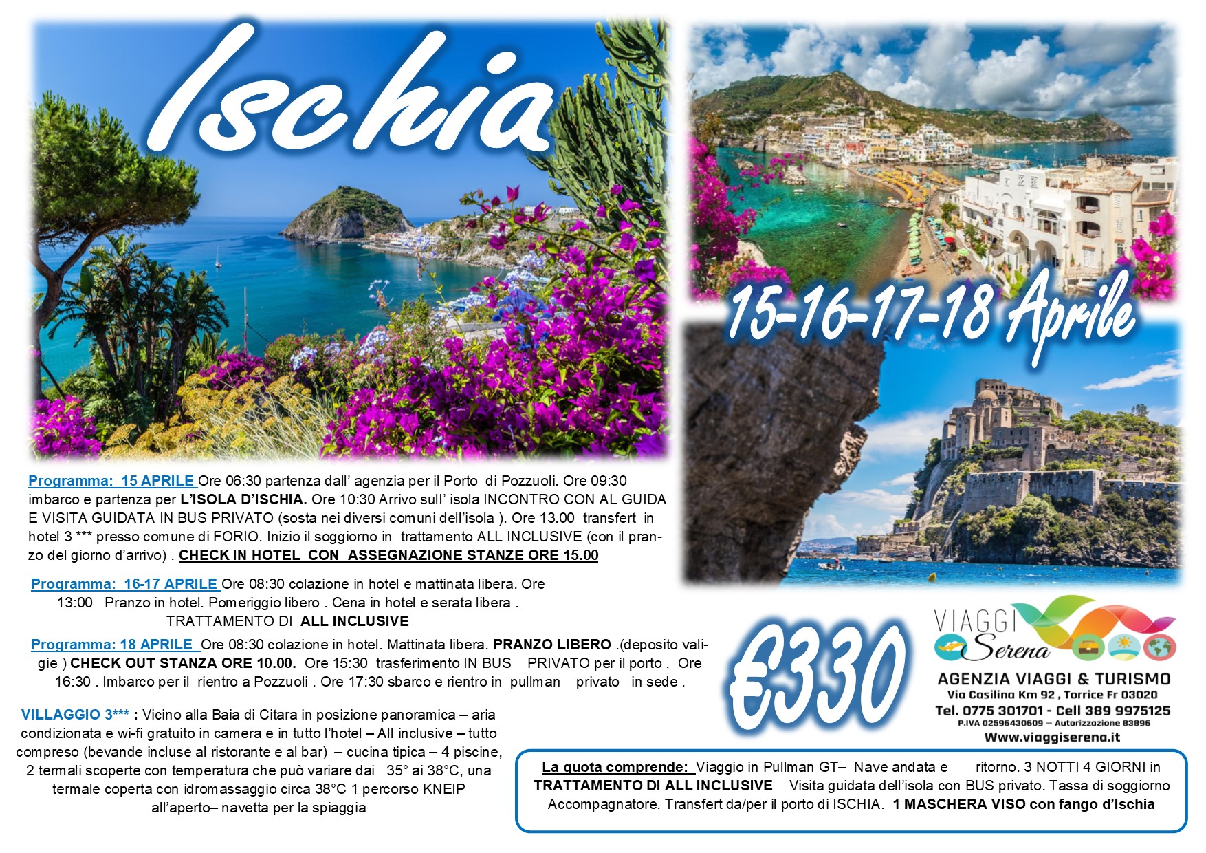 Viaggi di Gruppo: Speciale Pasqua Isola d’Ischia 15-16-17-18 Aprile  €330,00