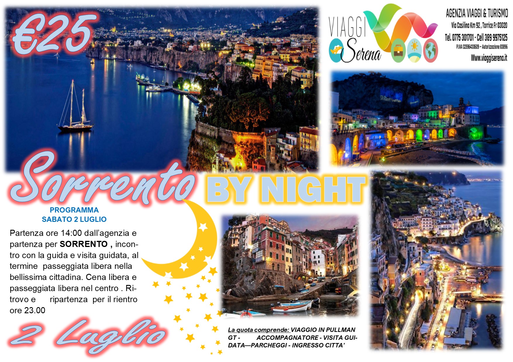 Viaggi di Gruppo: Sorrento by night 2 Luglio €25,00