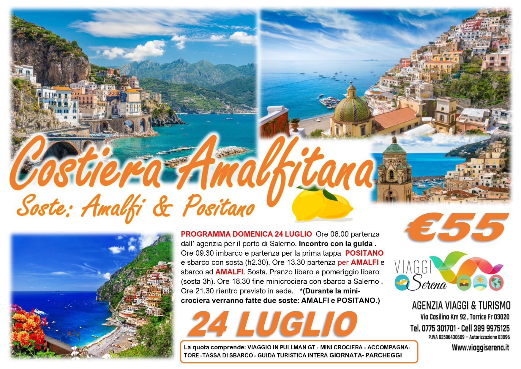 Viaggi di Gruppo: Costiera Amalfitana ” Amalfi & Positano” 24 Luglio €55,00