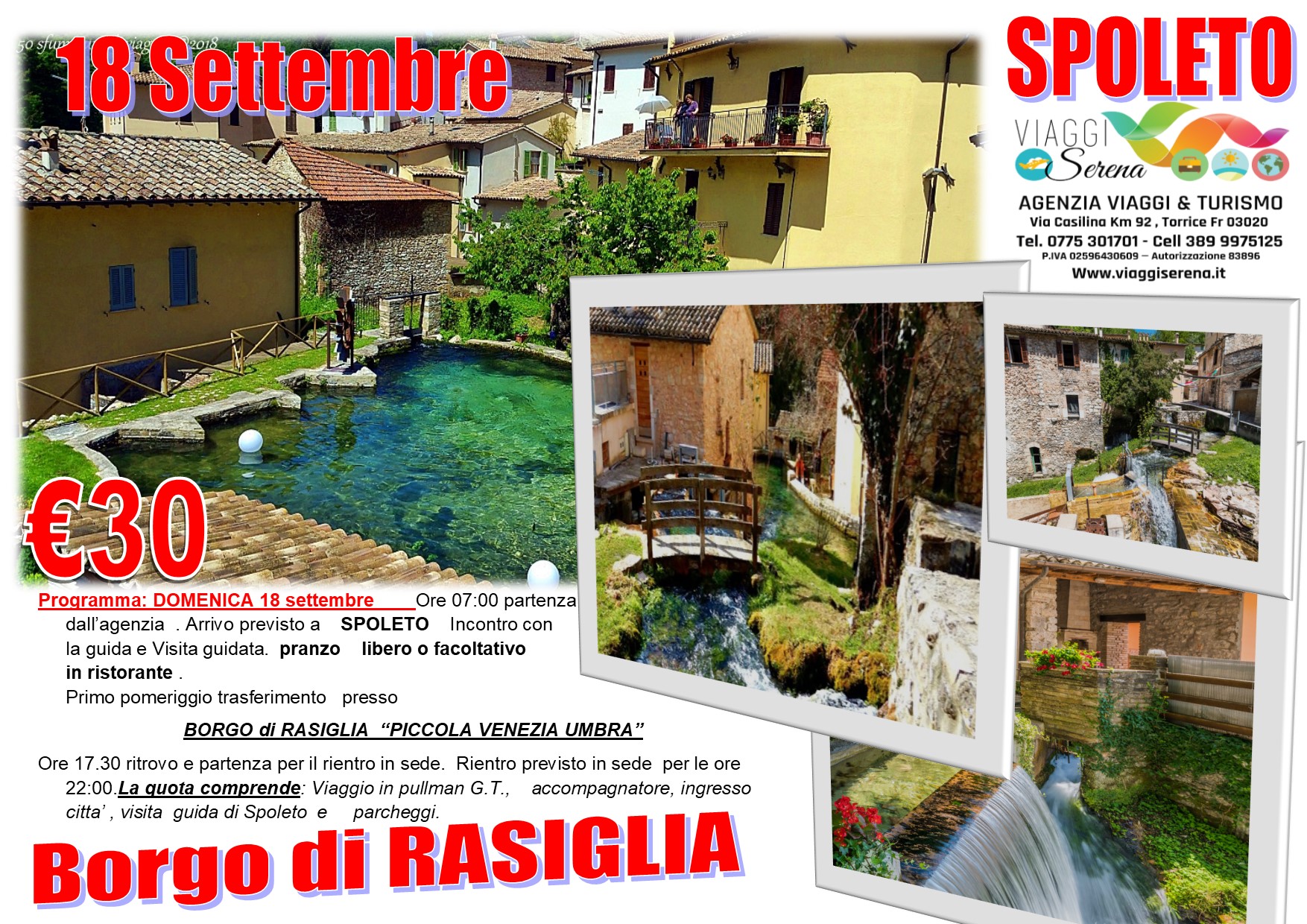 Viaggi di Gruppo: Borgo di RASIGLIA & Spoleto 18 Settembre € 30,00