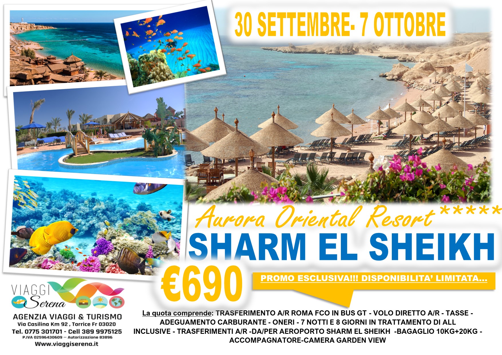 Viaggi di Gruppo: SHARM EL SHEIKH villaggio Aurora Oriental Resort 30 Settembre- 7 Ottobre € 690,00