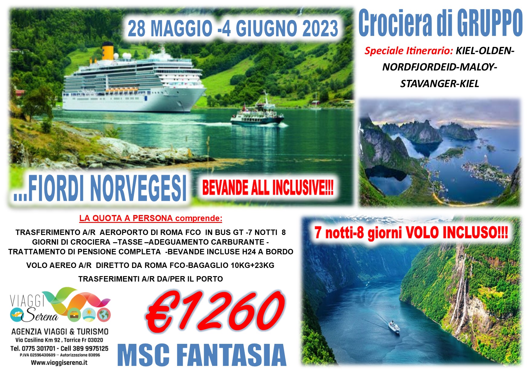 Viaggi di Gruppo: Crociera Fiordi Norvegesi con volo incluso 28 Maggio- 4 Giugno 2023 € 1260,00
