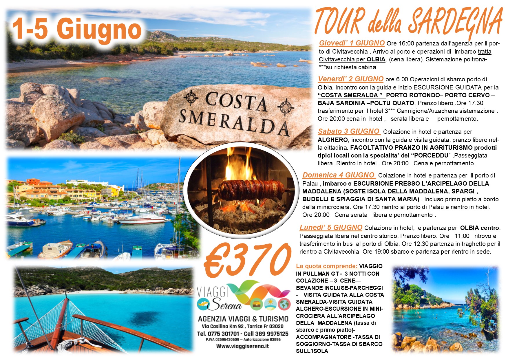 Viaggi di Gruppo: Tour della Sardegna, Arcipelago della Maddalena, Costa Smeralda & Alghero 1-5 Giugno €370,00