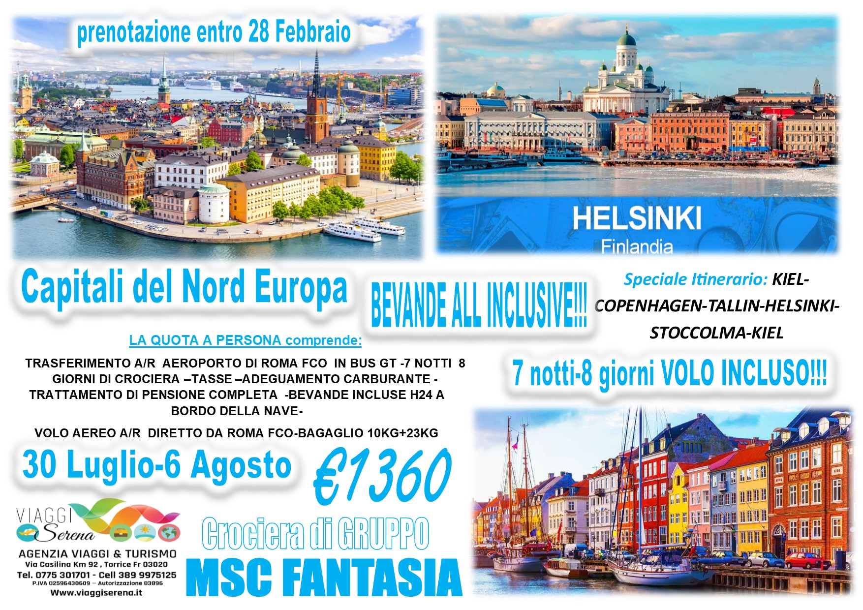 Viaggi di Gruppo: Crociera Capitali del Nord Europa con volo incluso 30 Luglio-6 Agosto € 1360,00