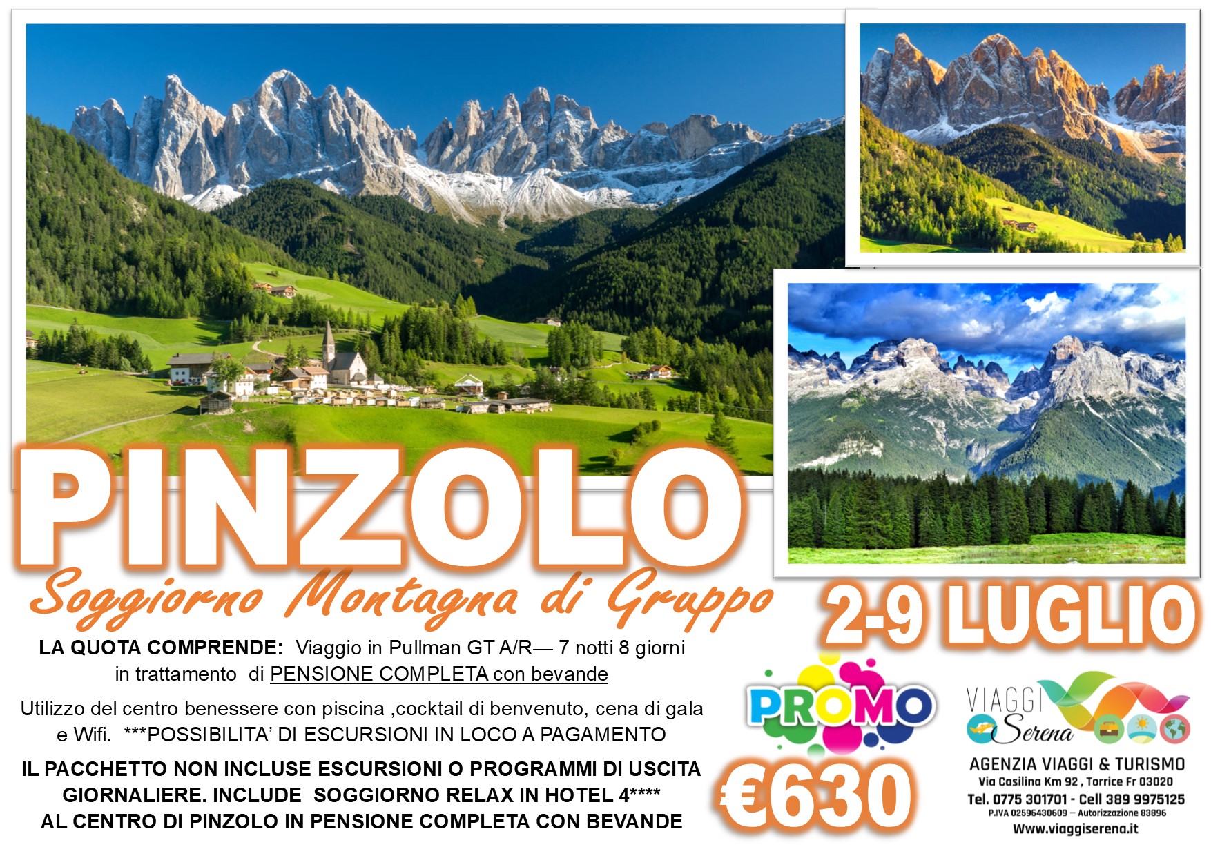 Viaggi di Gruppo: Soggiorno Montagna “Pinzolo” 2-9 Luglio  €630,00