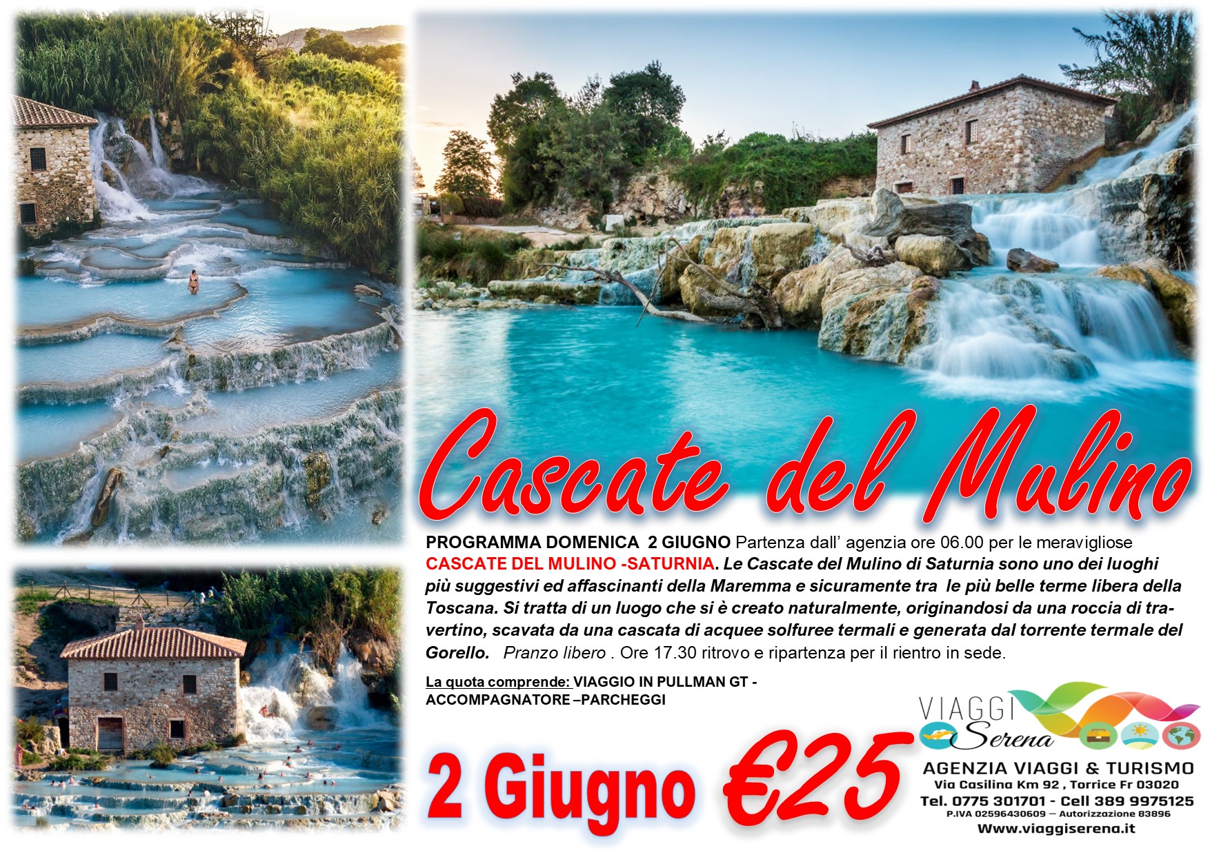 Viaggi di Gruppo: Cascate del Mulino 2 Giugno € 25,00