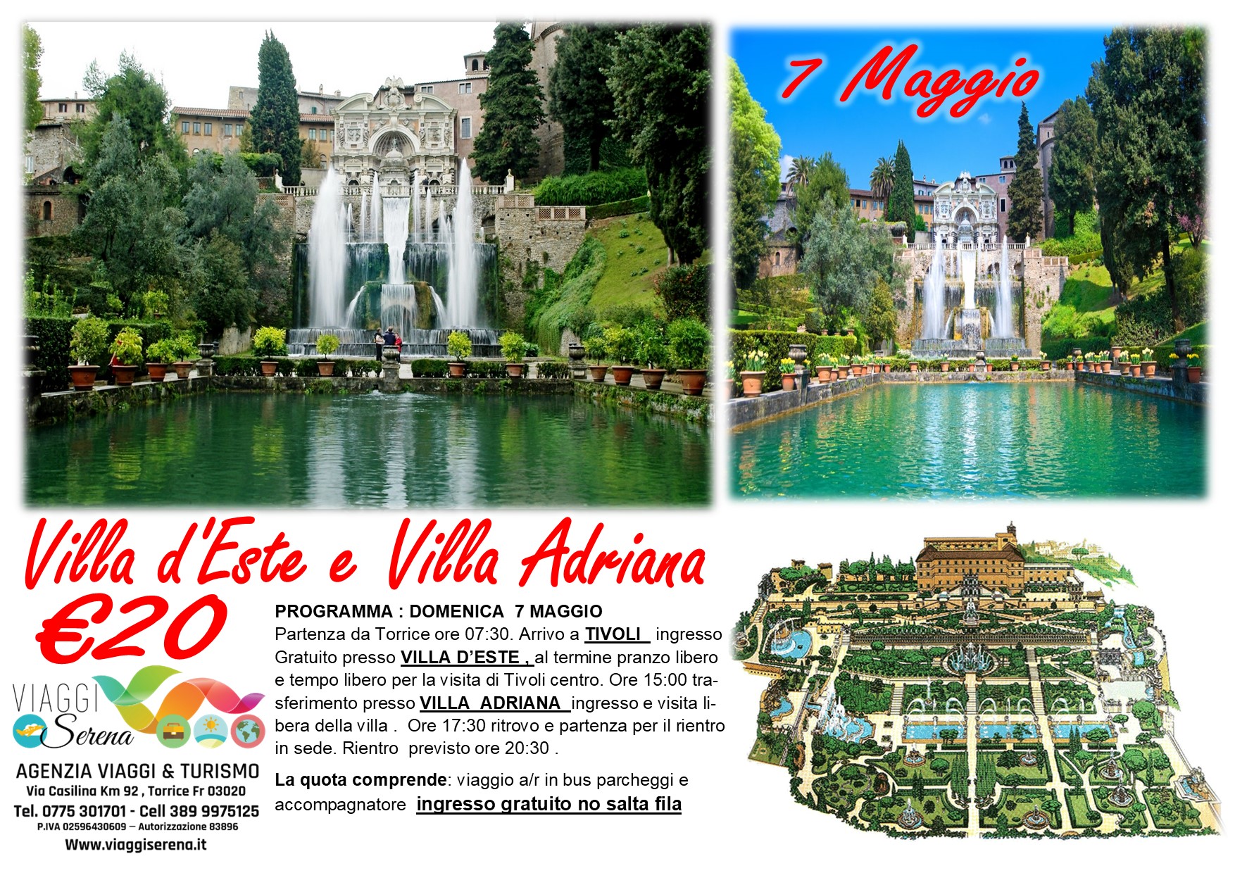 Viaggi di Gruppo: Villa d’Este & Villa Adriana 7 Maggio € 20,00