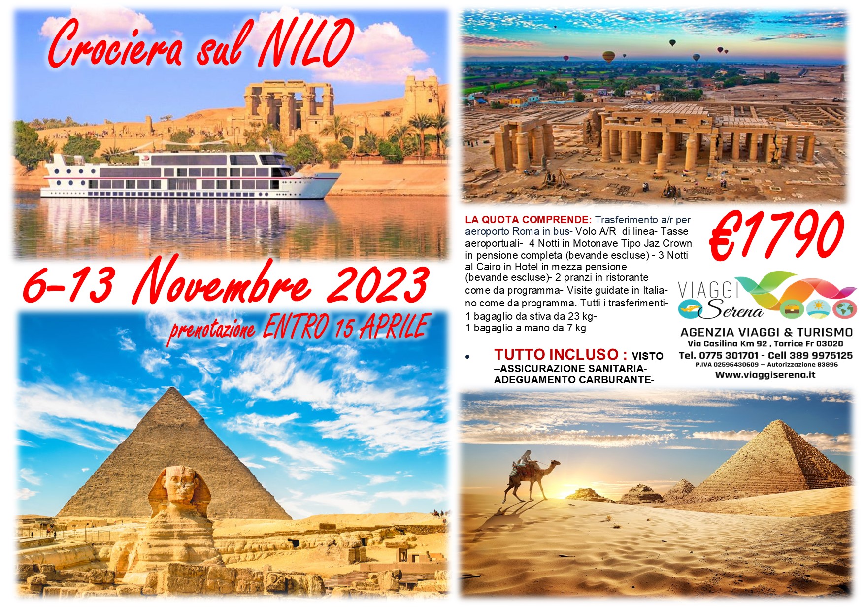 Viaggi di gruppo: Crociera sul NILO 6-13 Novembre 2023 €1790,00