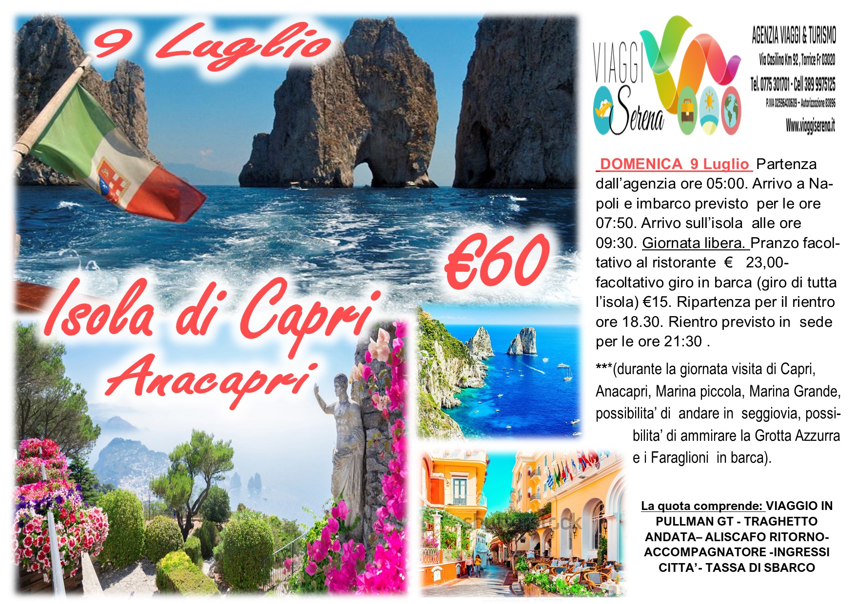 Viaggi di Gruppo: Isola di Capri & visita di Anacapri 9 Luglio € 60,00