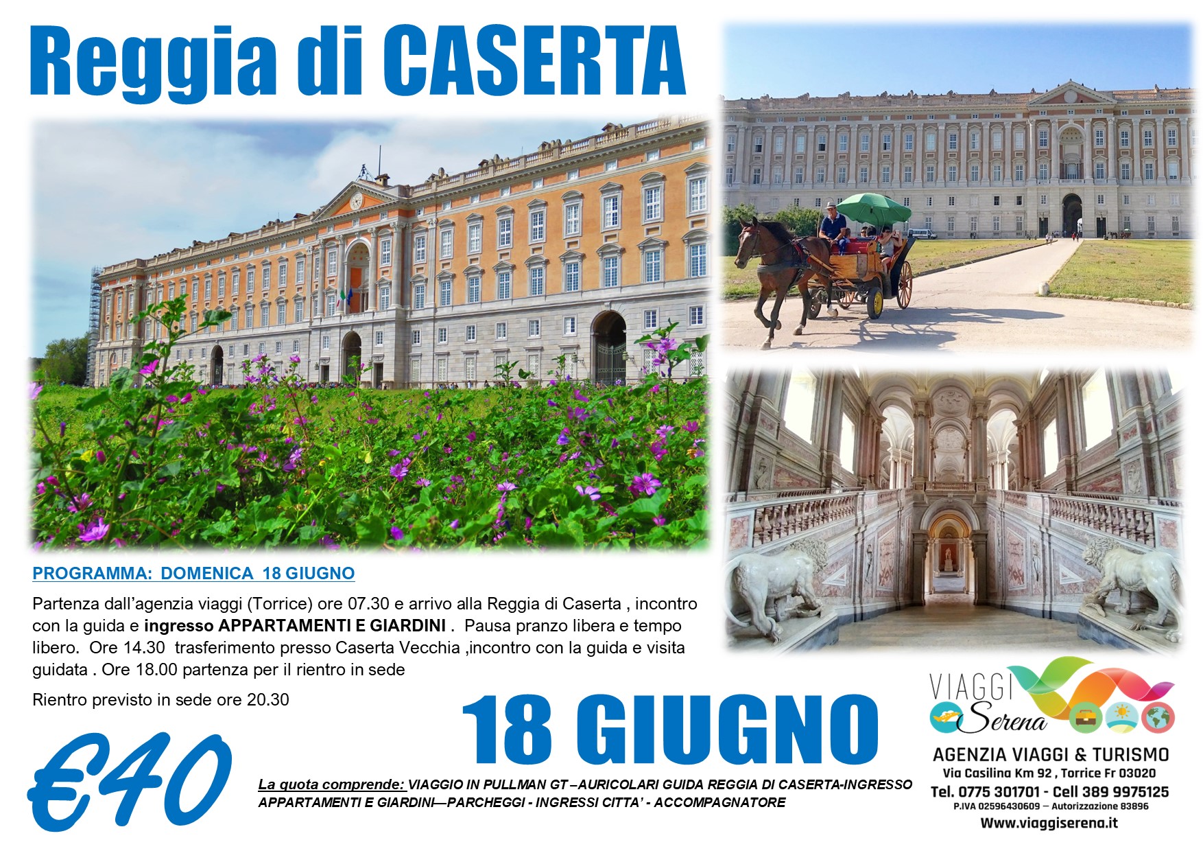 Viaggi di Gruppo: Reggia di Caserta & Caserta Vecchia 18 Giugno  € 40,00