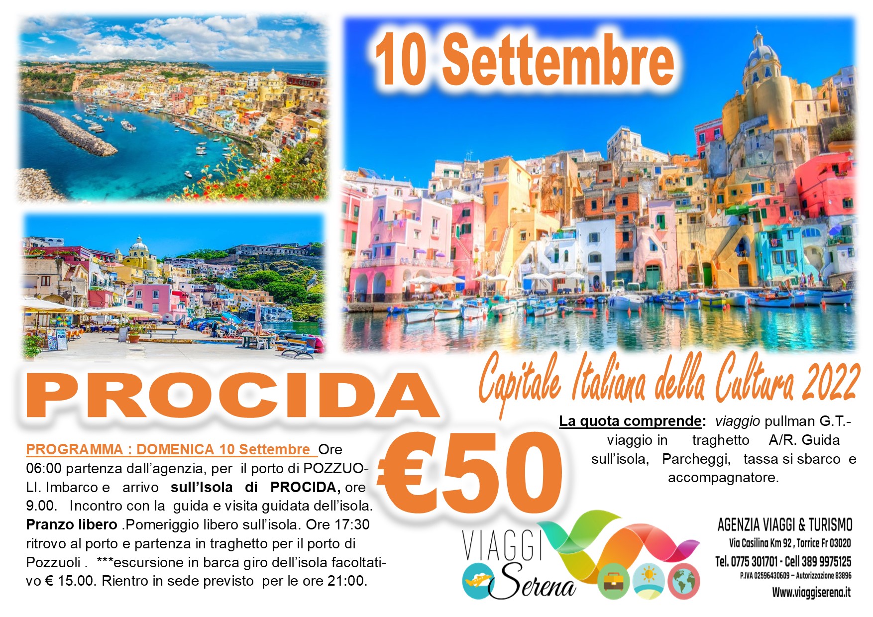 Viaggi di gruppo: Isola di Procida 10 Settembre  € 50,00