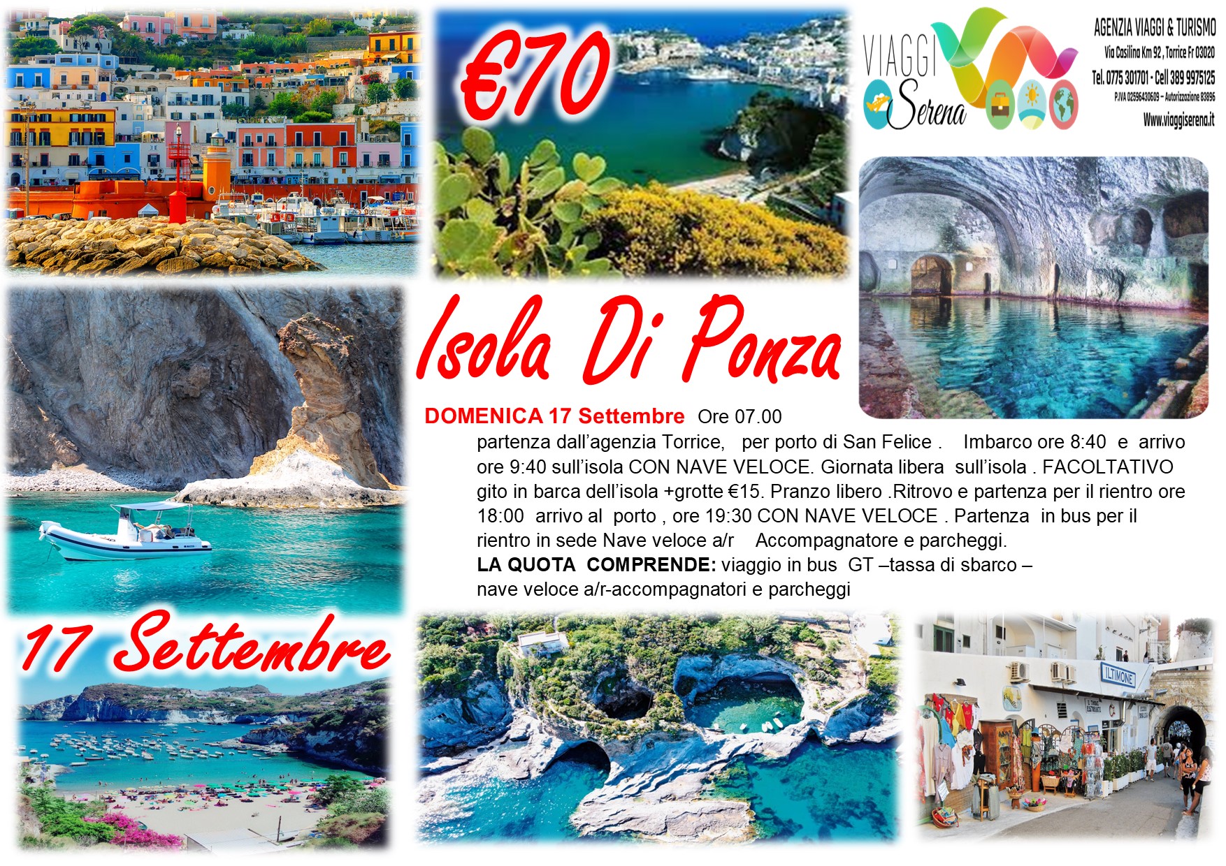 Viaggi di gruppo: Isola di Ponza 17 Settembre € 70,00