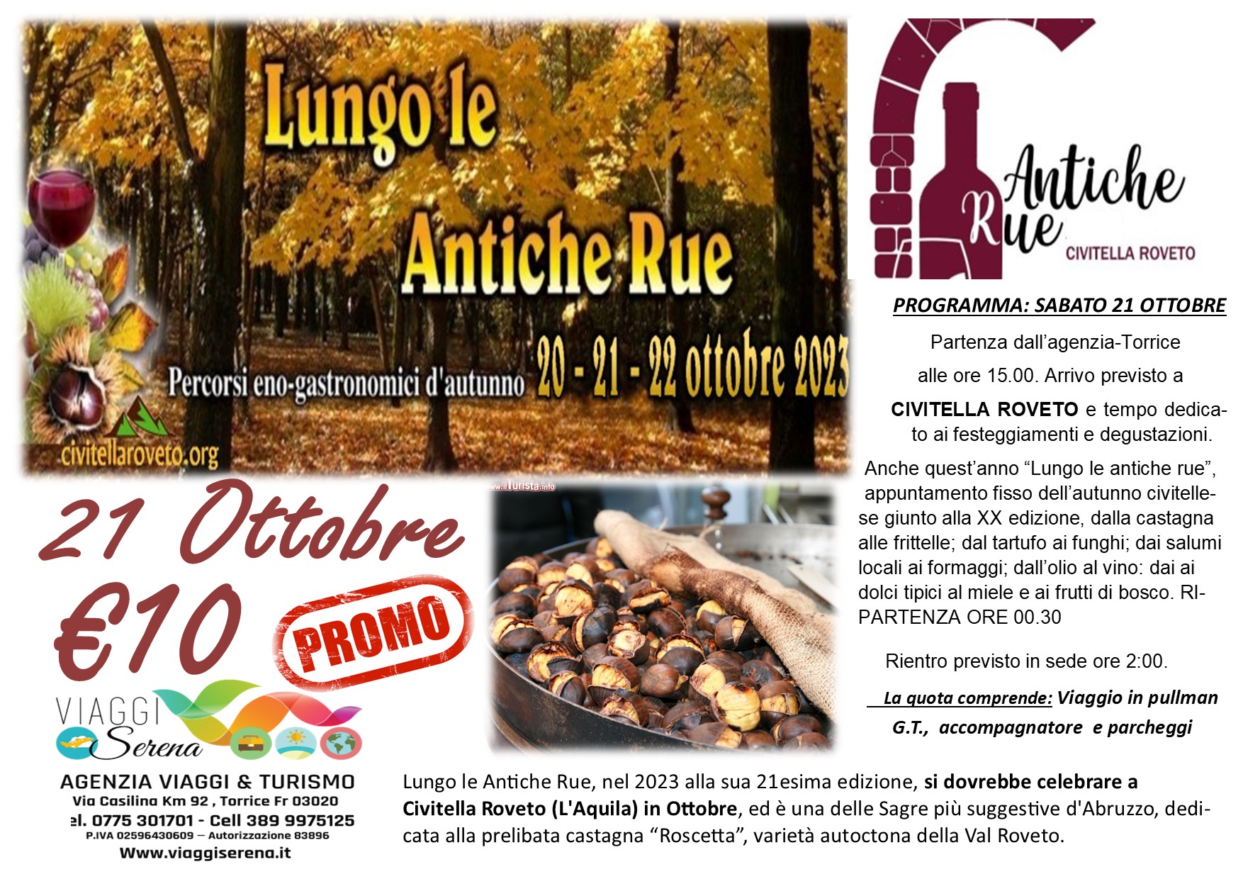 Viaggi di gruppo: PROMO Civitella Roveto “Le Antiche Rue” 21 Ottobre € 10,00