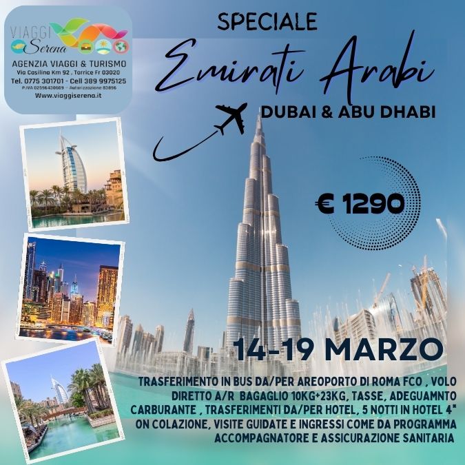 Viaggi di gruppo: Speciale DUBAI & ABU DHABI 14-19 Marzo € 1290,00