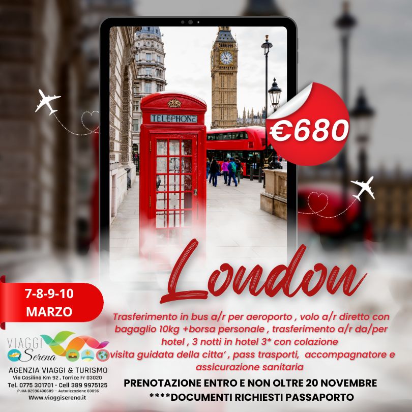 Viaggi di gruppo: Speciale LONDRA 7-8-9-10 Marzo €680,00