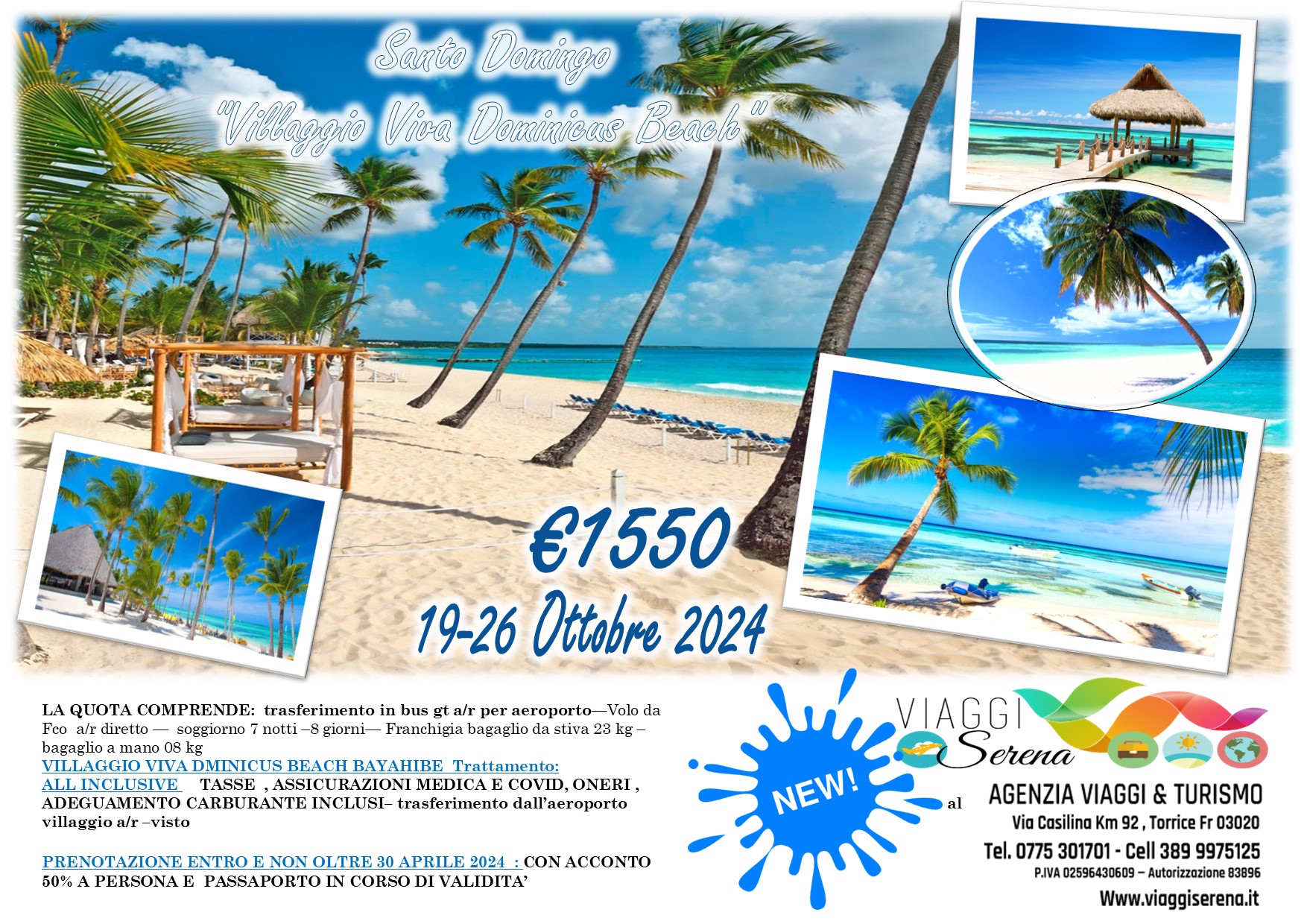Viaggi di gruppo: Villaggio mare CARAIBI Santo Domingo 19-26 Ottobre 2024  €1550,00