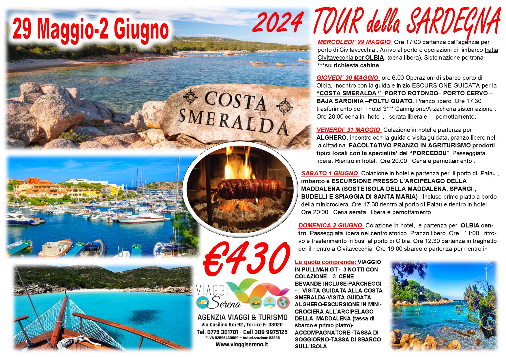 Viaggi di gruppo: Tour Sardegna, Arcipelago della Maddalena, Costa Smeralda & Alghero € 430