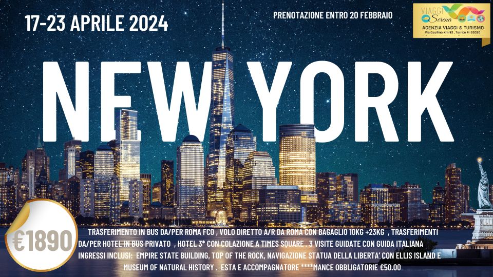 Viaggi di gruppo:  Speciale New York “La Grande Mela” 17-23 Aprile 2024