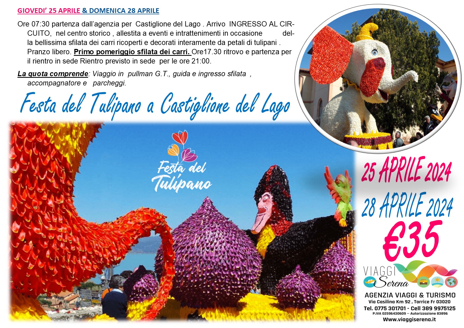 Viaggi di gruppo: Festa del Tulipano a Castiglione del Lago 25 Aprile €35,00