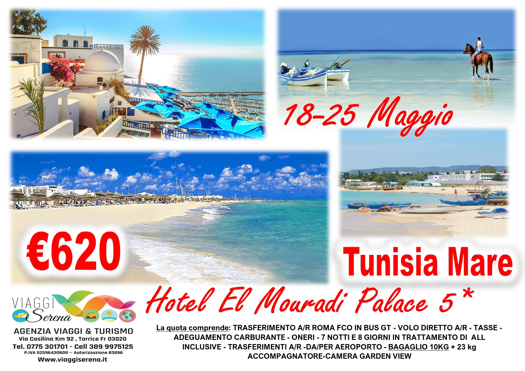 Viaggi di gruppo: Villaggio Mare Tunisia El Mouradi Palace 5* 18-25 Maggio €620,00