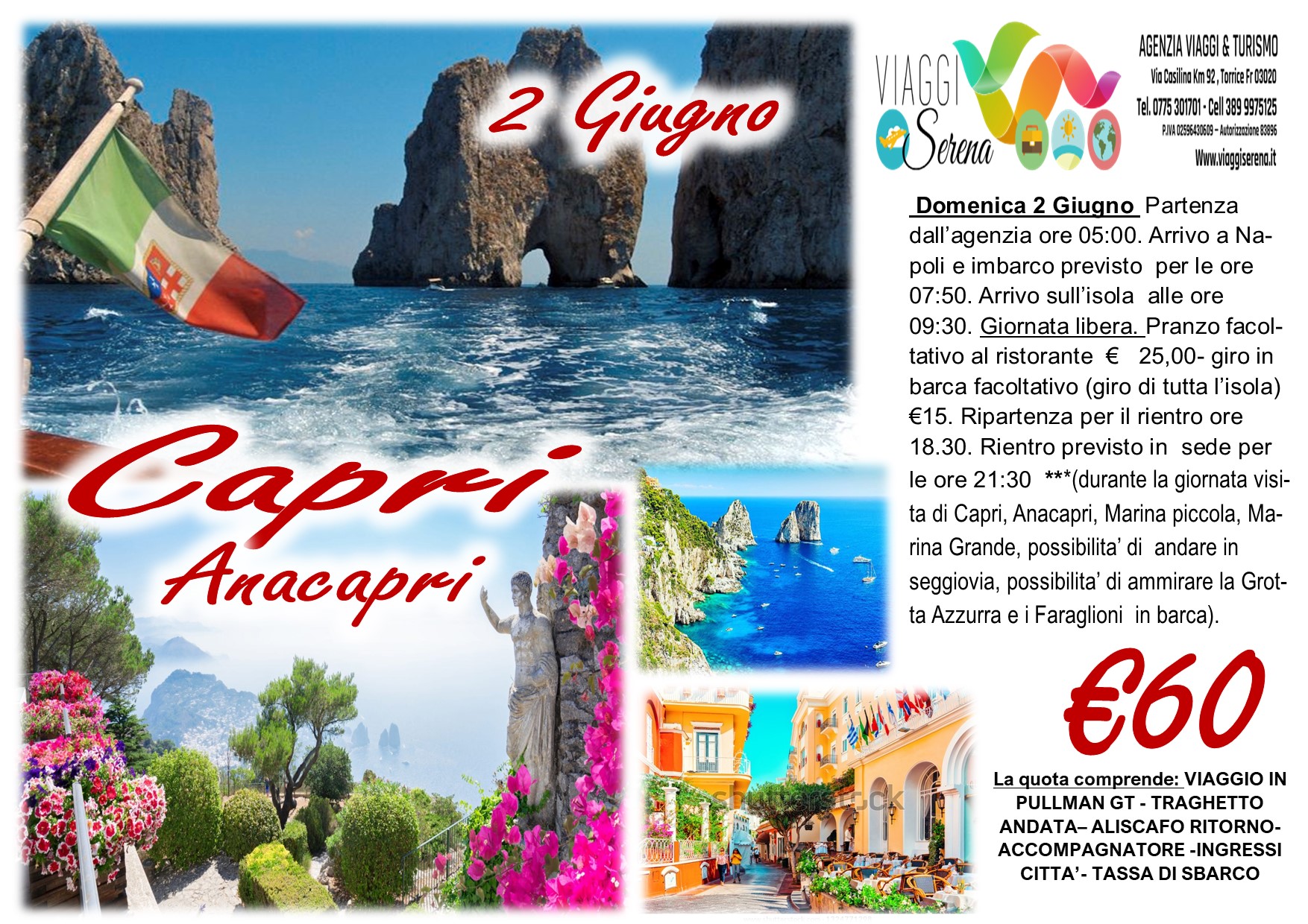 Viaggi di gruppo: Isola di Capri 2 Giugno €60,00