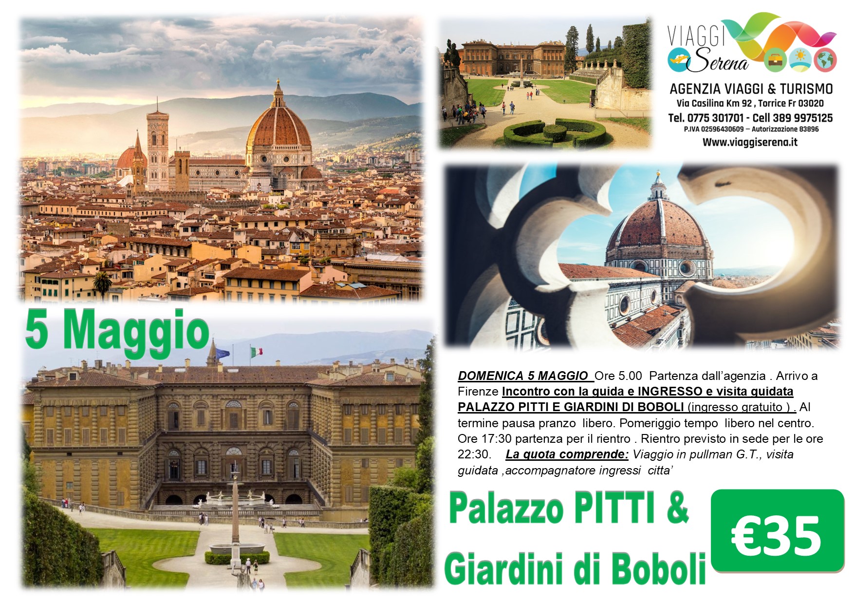Viaggi di gruppo: Firenze “Palazzo Pitti & Giardini di Boboli” 5 Maggio €35,00
