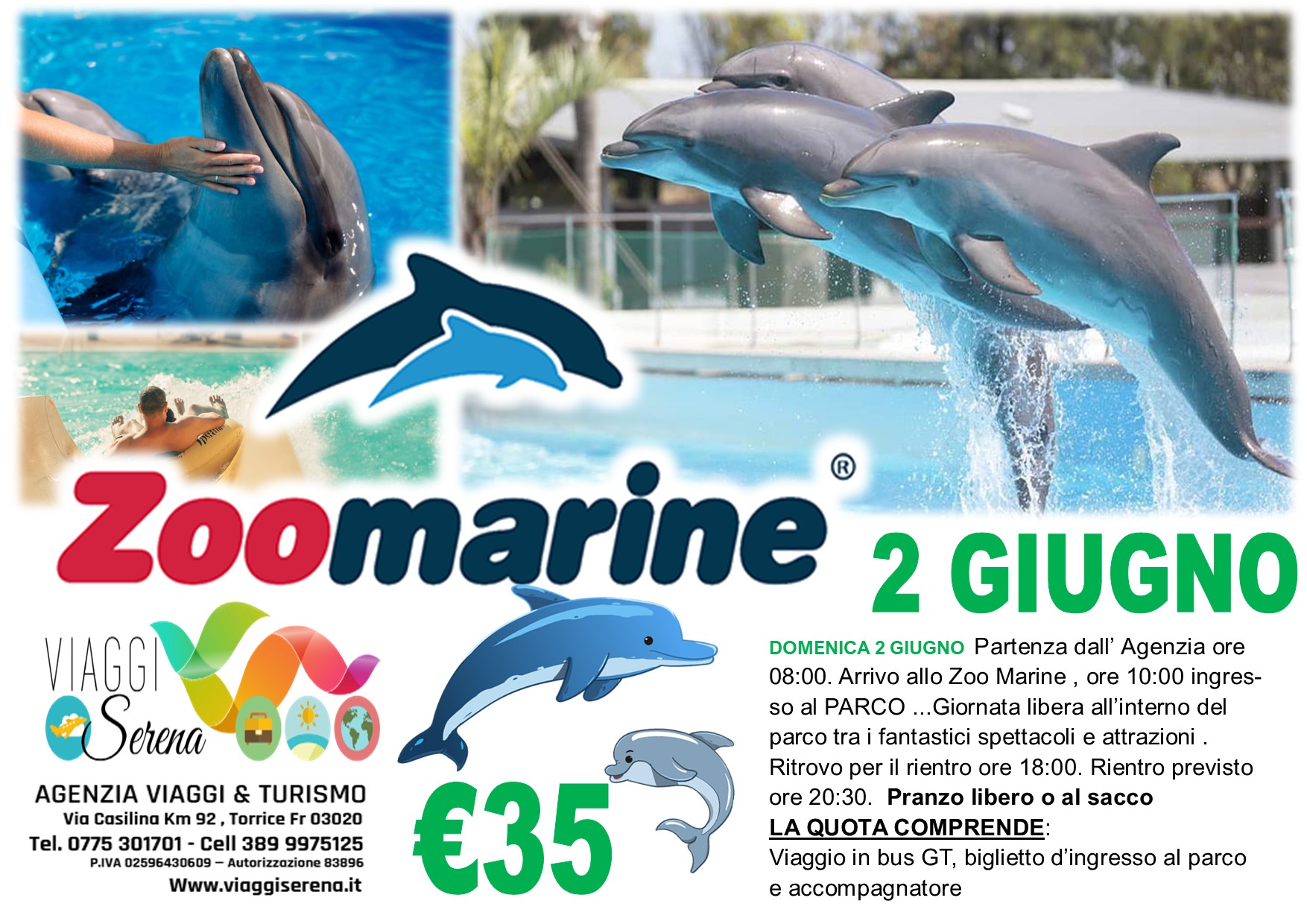 Viaggi di gruppo: Zoo marine 2 Giugno € 35,00